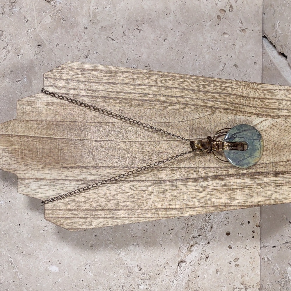 Copper Wire Wrapped Stone Pendant